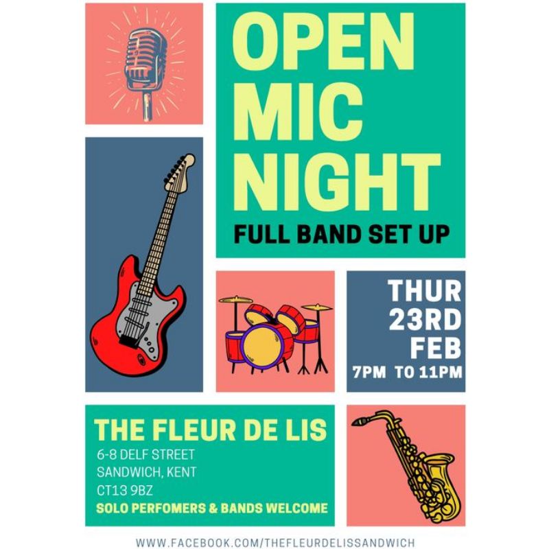 Image representing Open Mic Night at The Fleur De Lis from Sandwich Is Open