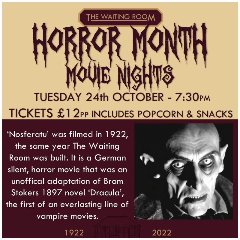 Image representing Horror Month Movie Nights at The Waiting Room from Sandwich Is Open