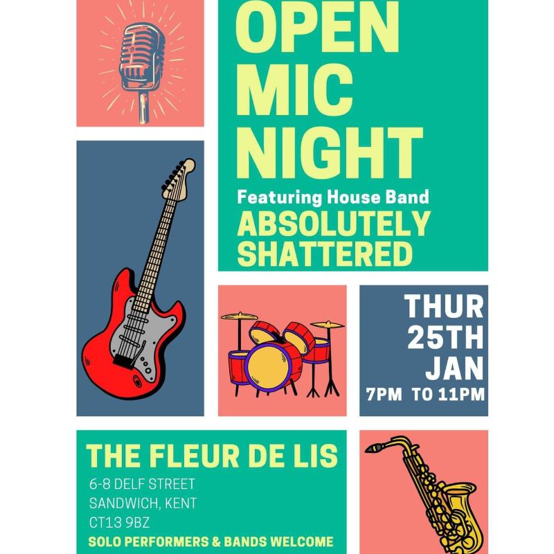 Image representing Open Mic Night at The Fleur De Lis from Sandwich Is Open